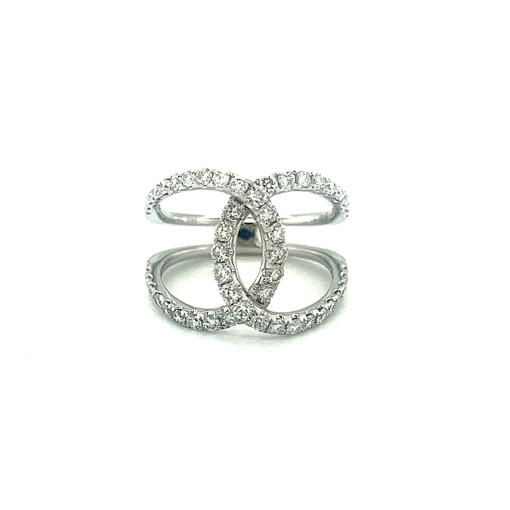 14k White Gold and Diamond Crossover Ring