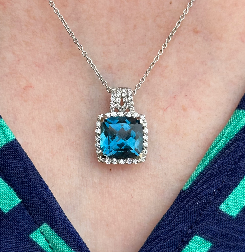 Pear Shaped London Blue Topaz Necklace | LUO