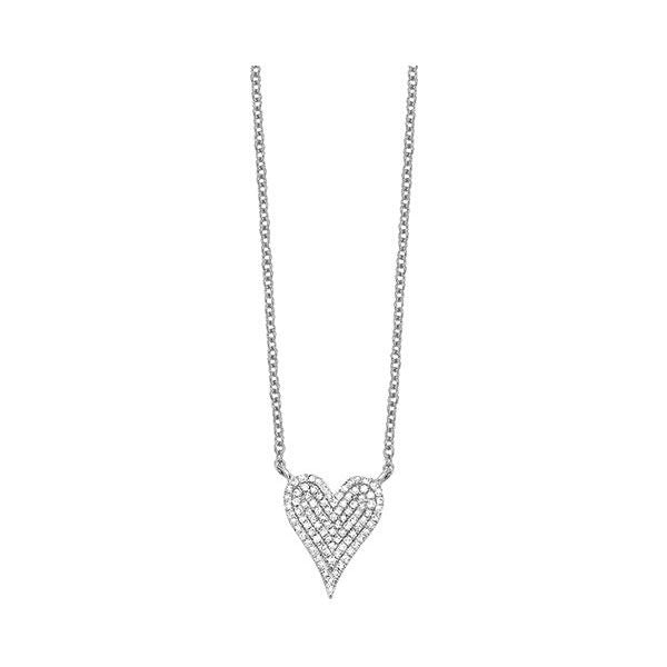 Pavé Diamond Heart Necklace in Rose, White, or Yellow Gold