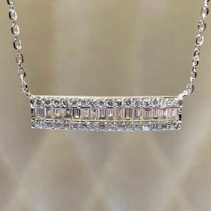 18k White Gold Diamond Bar Pendant
