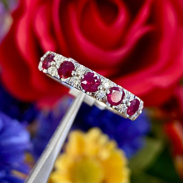 White gold Ruby and Diamond Band