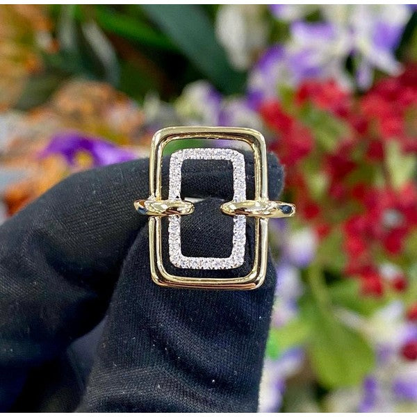 Geometric Two-tone Diamond Ring