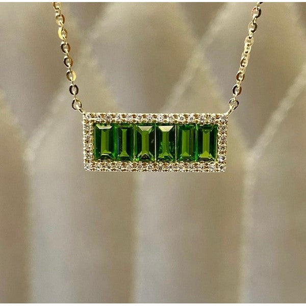 14K Yellow Gold Chrome diopside Necklace