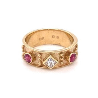 14k Yellow Gold Ruby & Diamond Ring